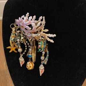 "Lunch at the Ritz" Corral Reef Pin